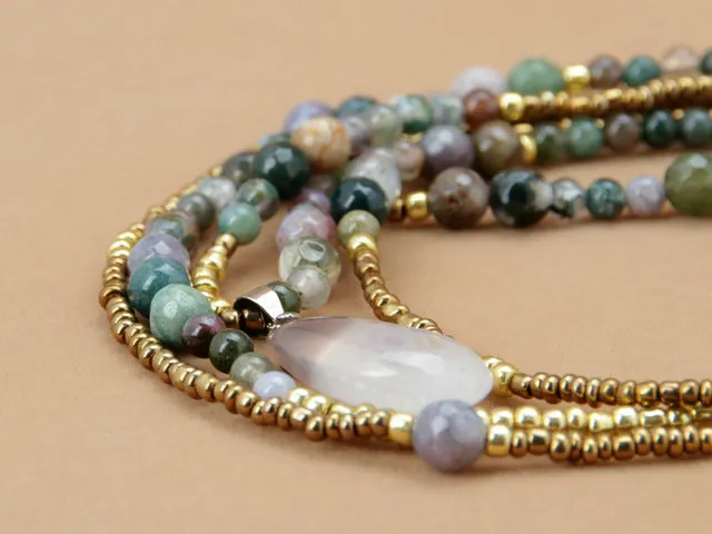 Beautiful Multi-layered Semi-precious Stone Necklace