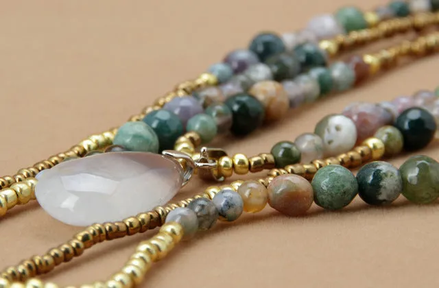 Beautiful Multi-layered Semi-precious Stone Necklace