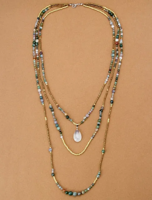 Beautiful Multi-layered Semi-precious Stone Necklace