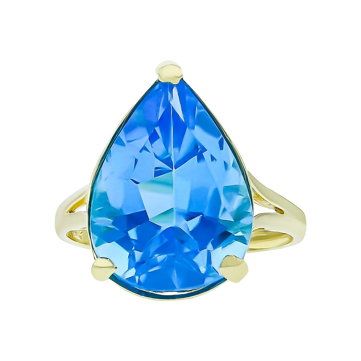 Bellari 14K Yellow Gold Blue Topaz Solitaire Ring