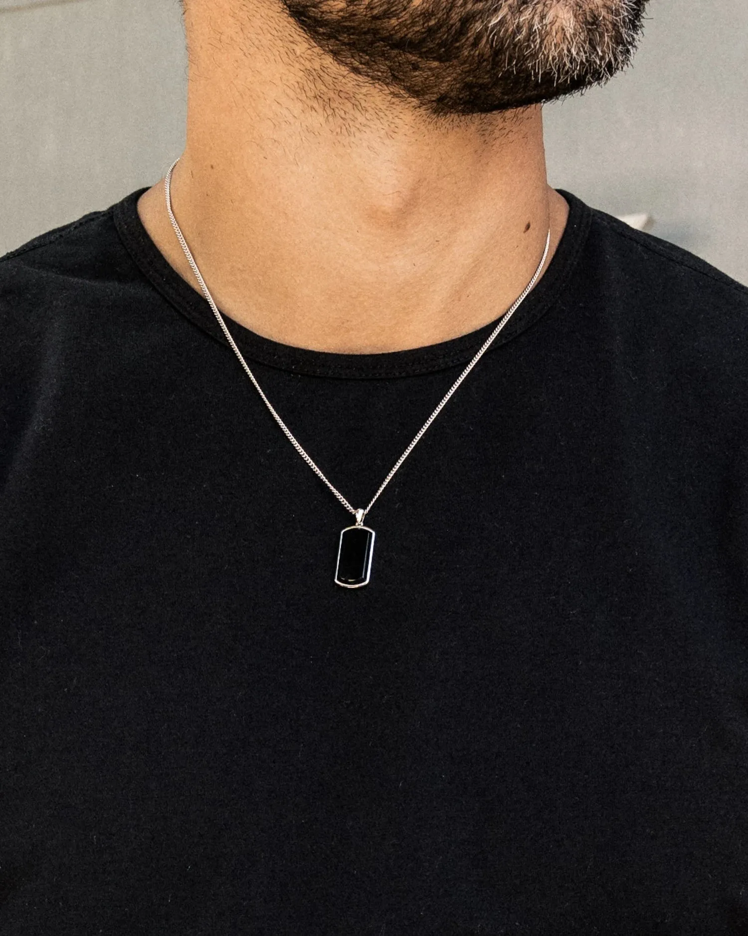 Beveled Tag Pendant - Black Onyx