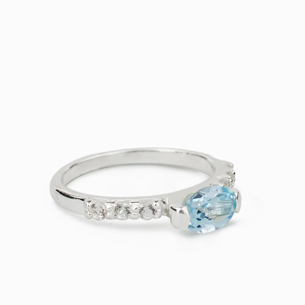 Blue Topaz & White Topaz Ring