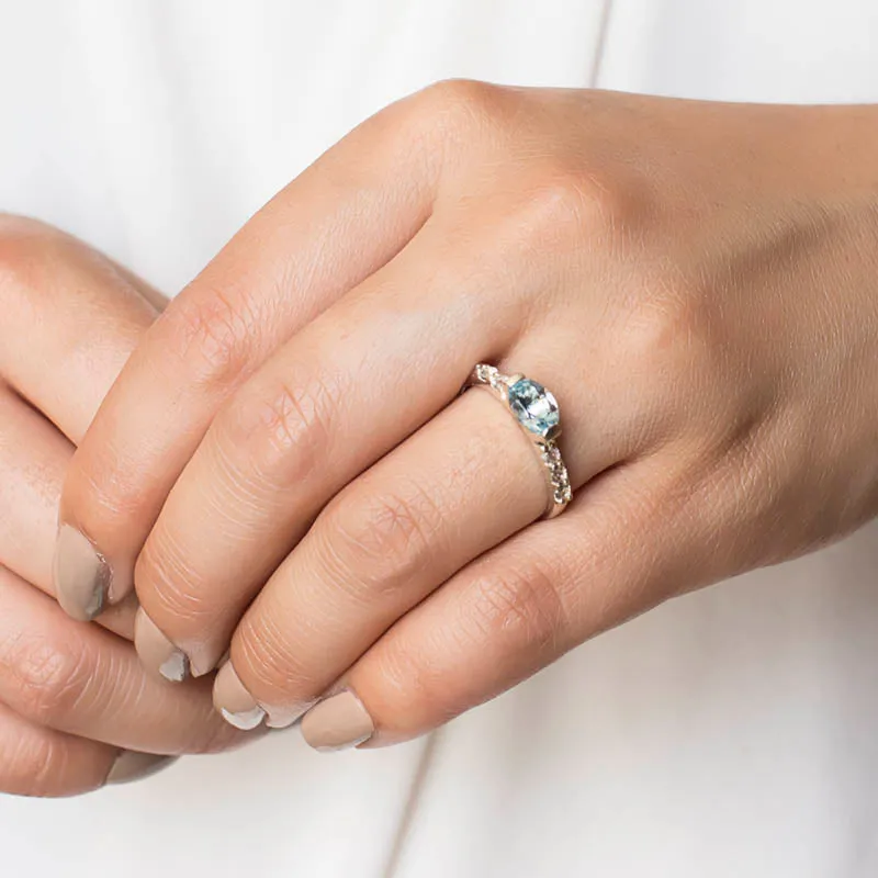 Blue Topaz & White Topaz Ring