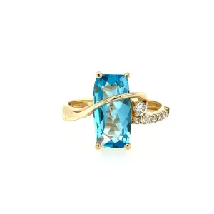 Blue Topaz and Diamond Ring