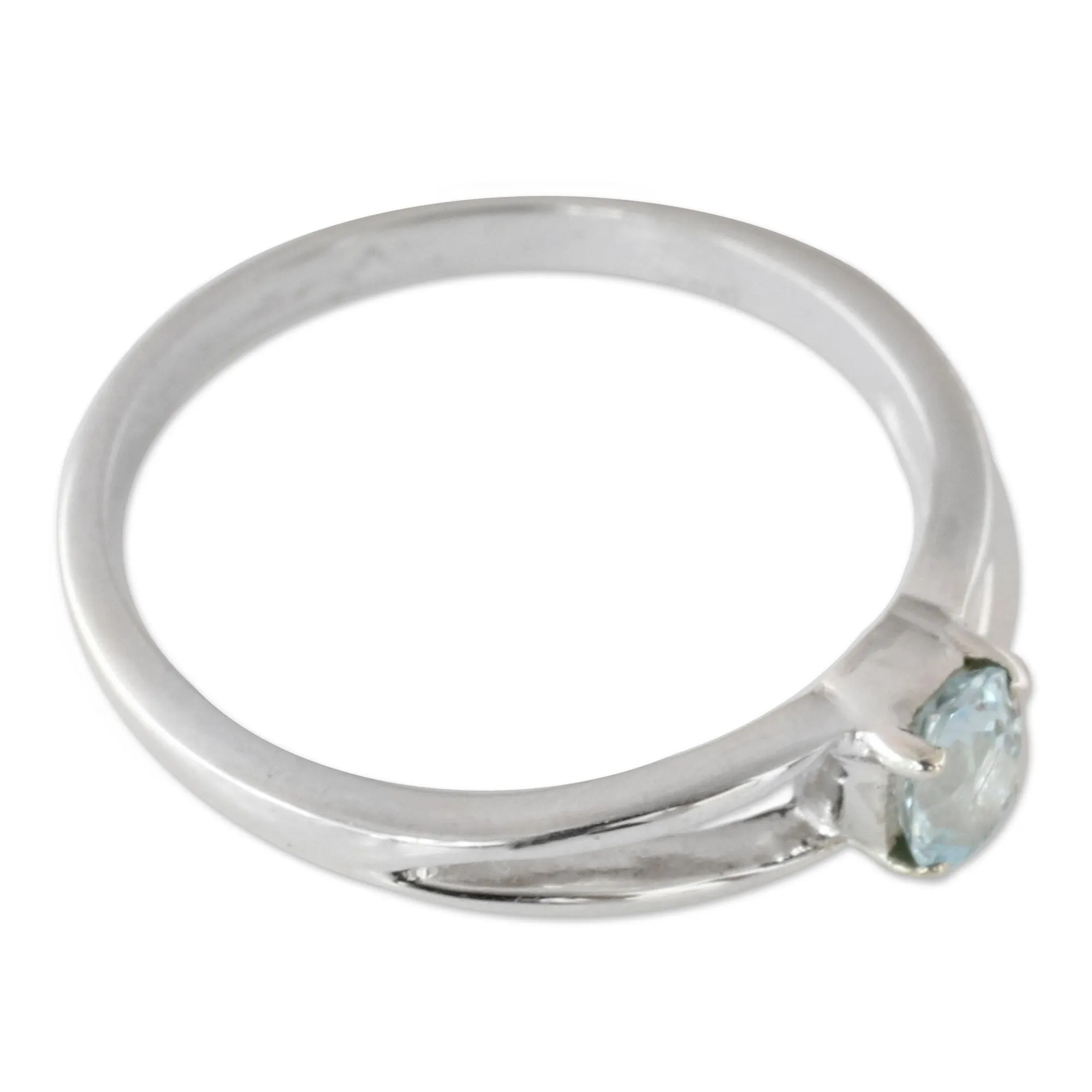 Blue Topaz Solitaire Sterling Silver Ring from India - Blue Island | NOVICA