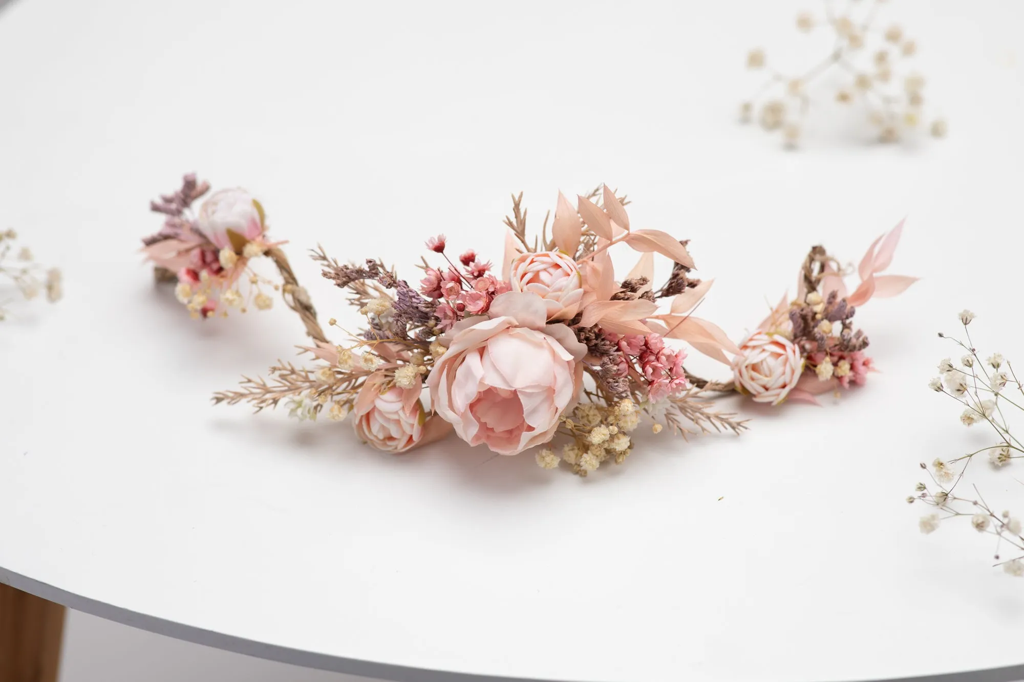 Blush shapable bridal vine, Hair flowers, Romantic bridal accessories, Pale pink flower comb, Wedding hair comb, Flexible hair vine Bendable