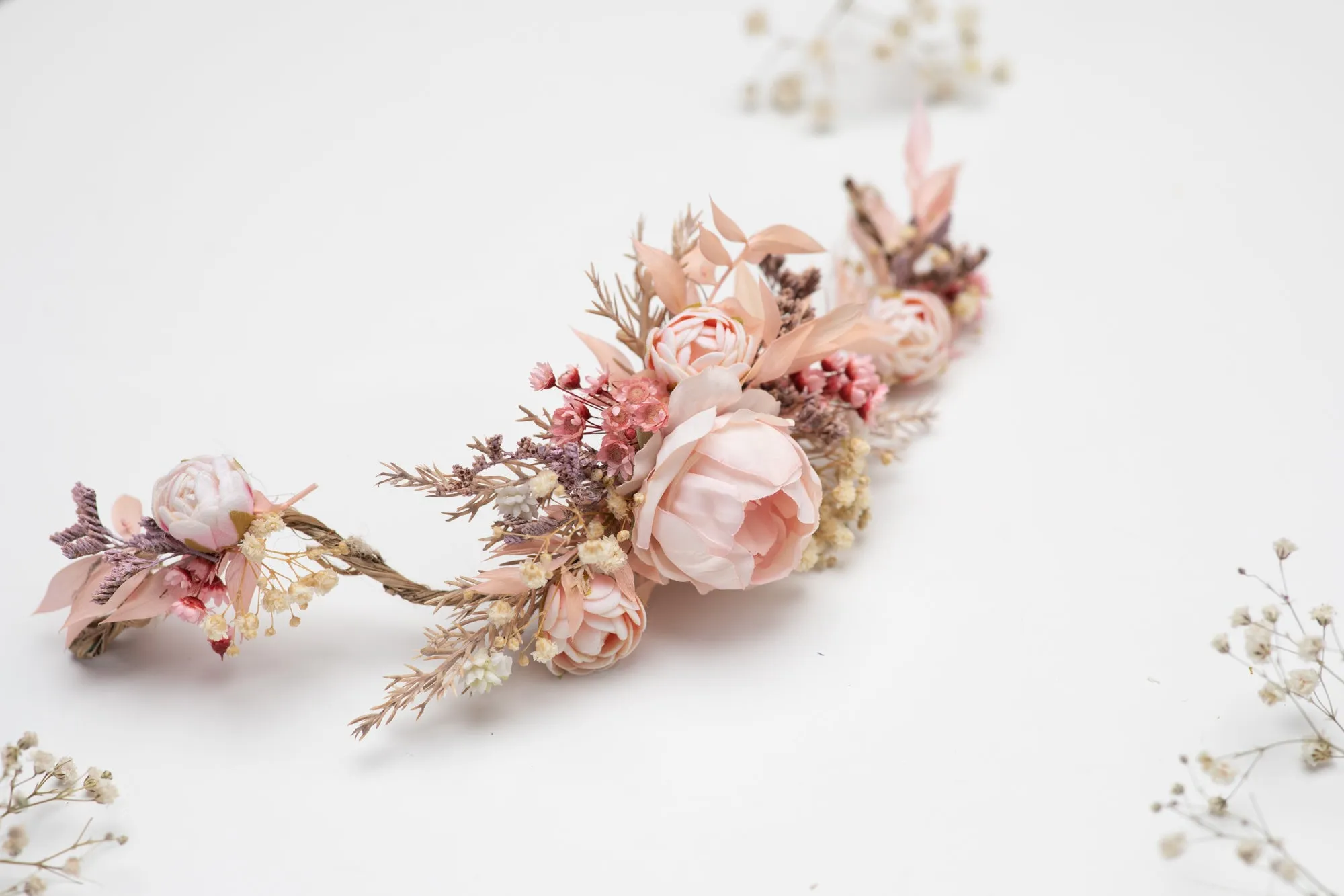 Blush shapable bridal vine, Hair flowers, Romantic bridal accessories, Pale pink flower comb, Wedding hair comb, Flexible hair vine Bendable