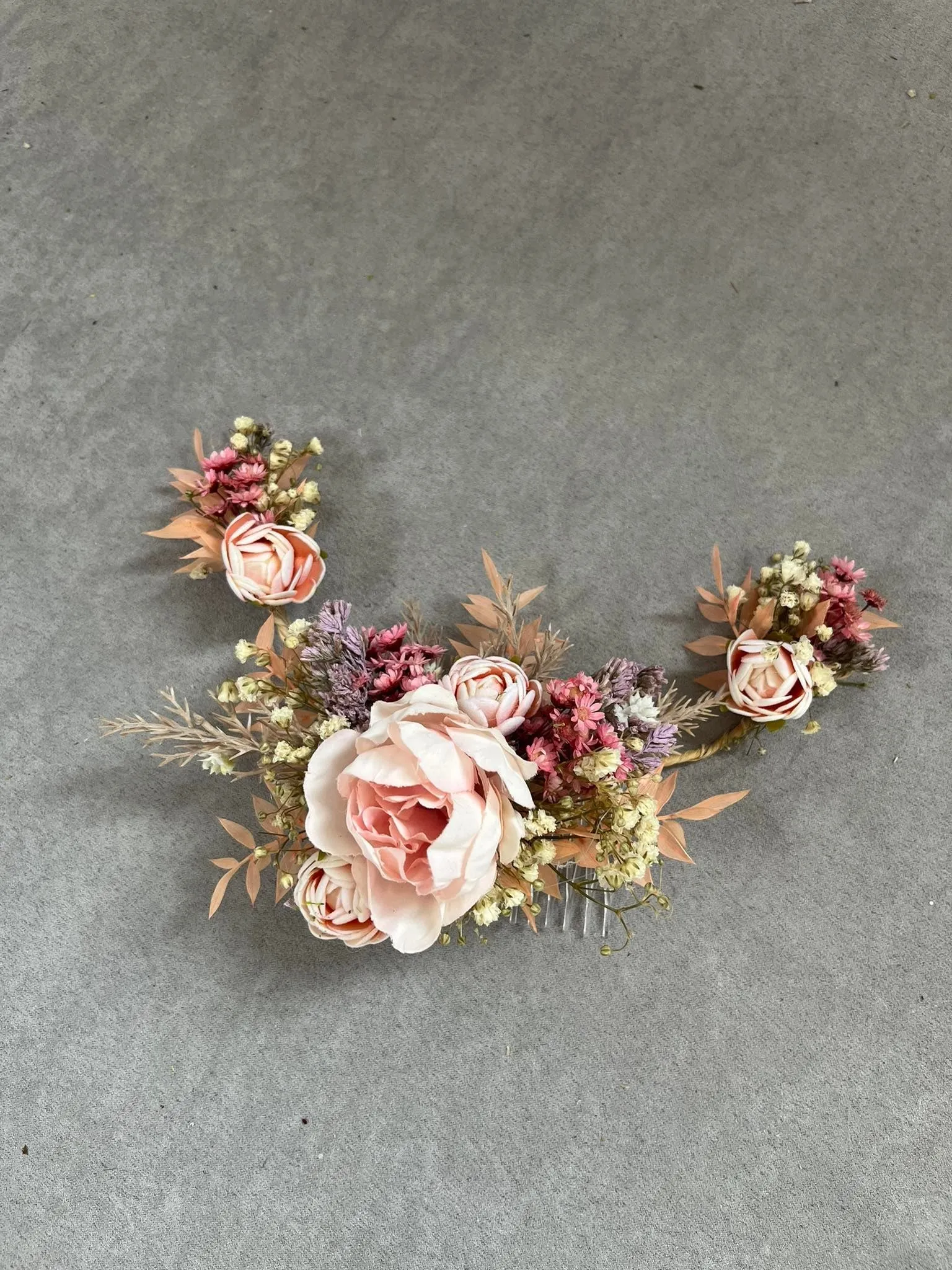 Blush shapable bridal vine, Hair flowers, Romantic bridal accessories, Pale pink flower comb, Wedding hair comb, Flexible hair vine Bendable