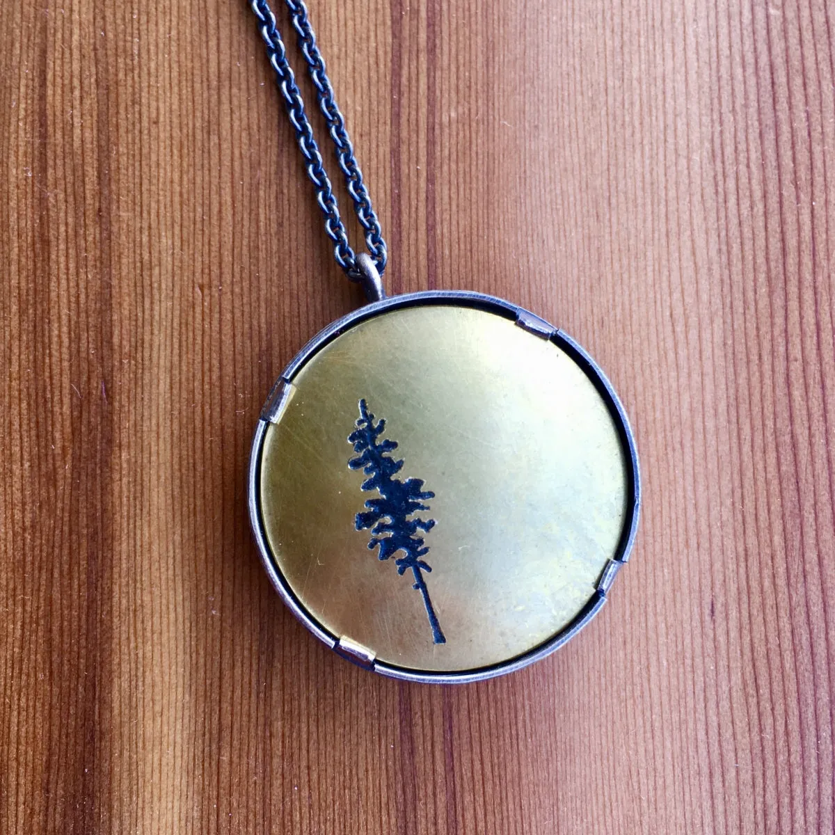 Brass Fir Tree Necklace