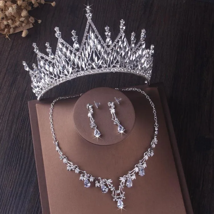 Bridal jewelry set tiara necklace and earrings