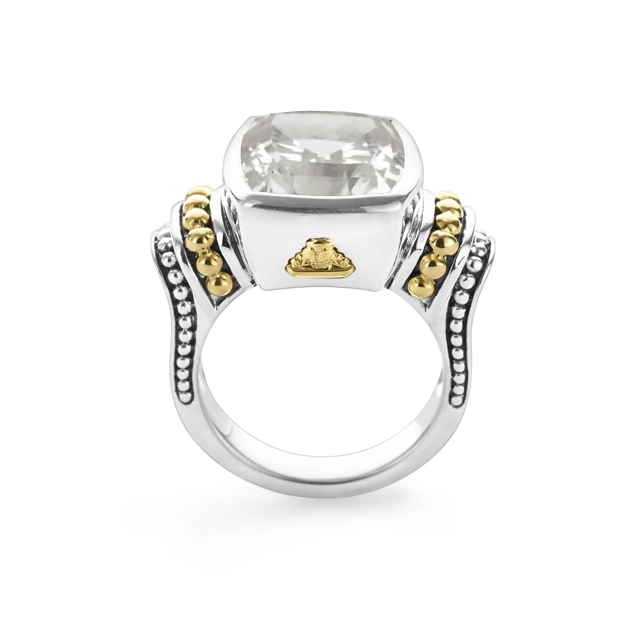 Caviar Color Small White Topaz Statement Ring