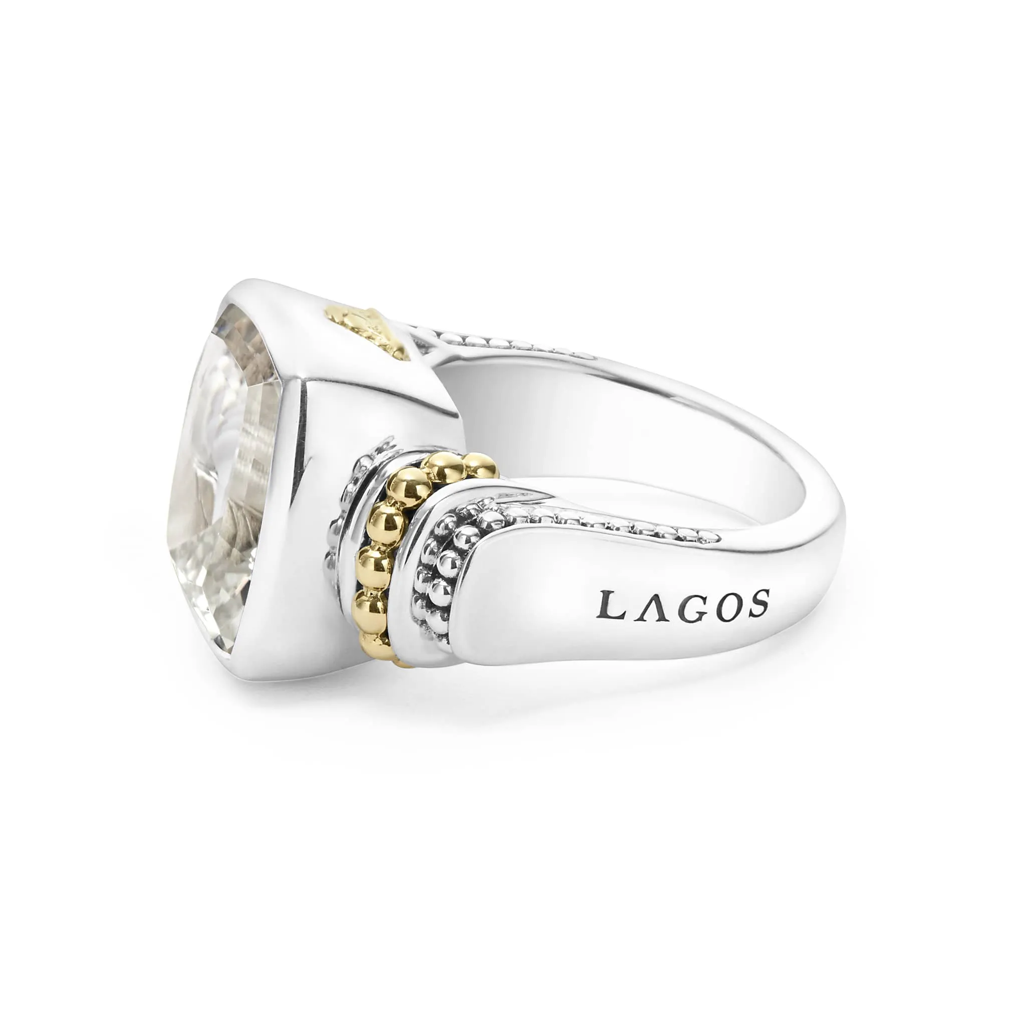 Caviar Color Small White Topaz Statement Ring