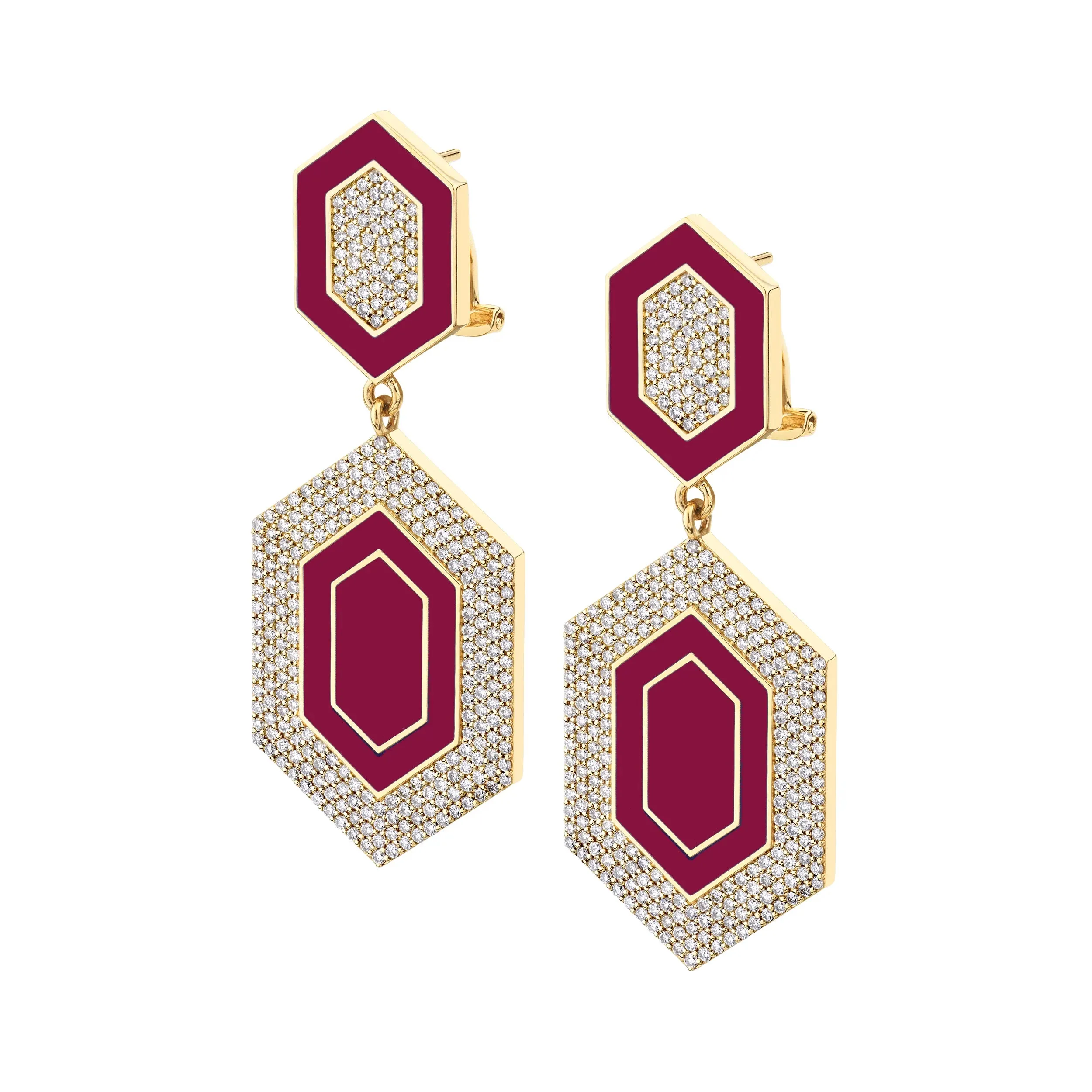 Chroma Pavé Hexagon Cocktail Earrings