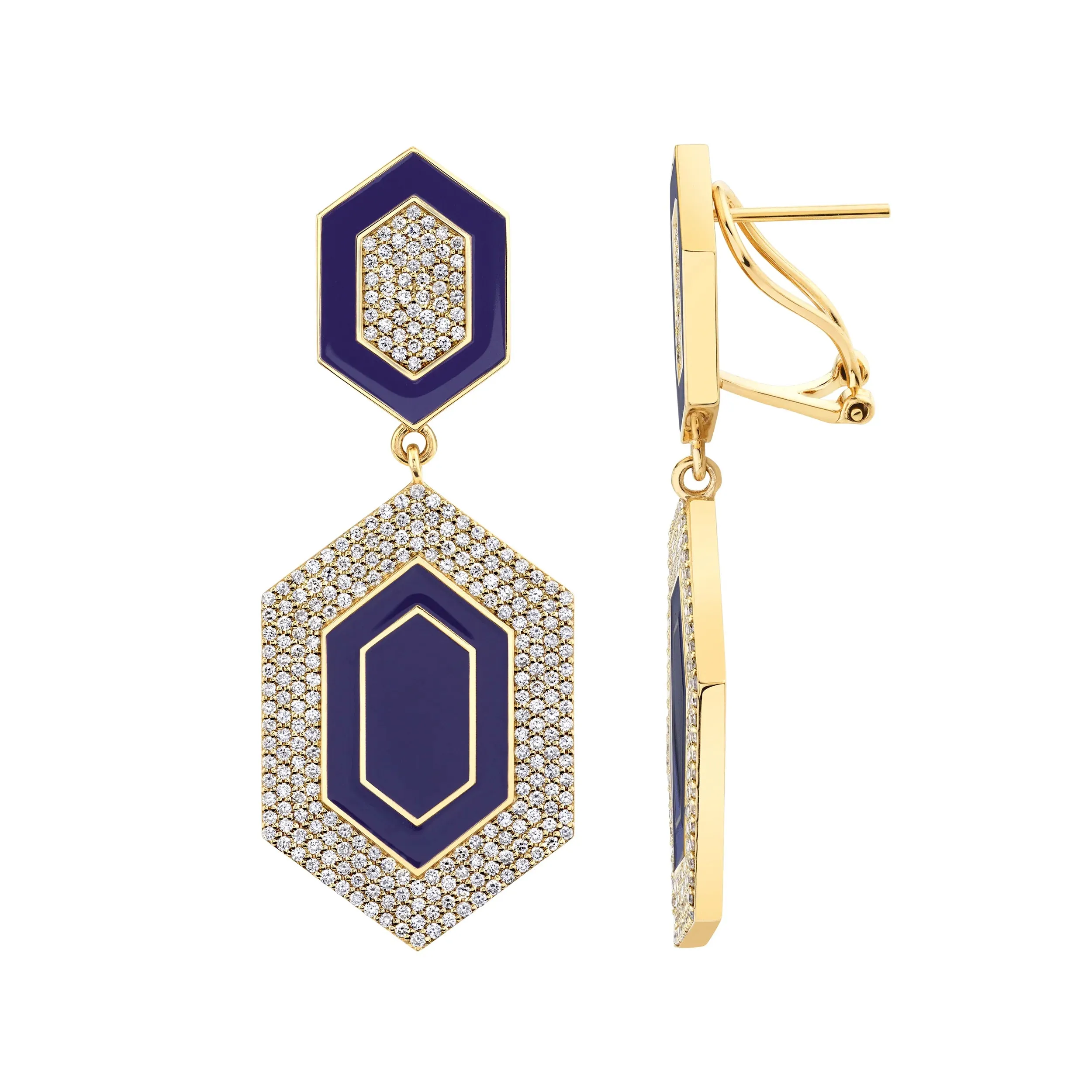 Chroma Pavé Hexagon Cocktail Earrings