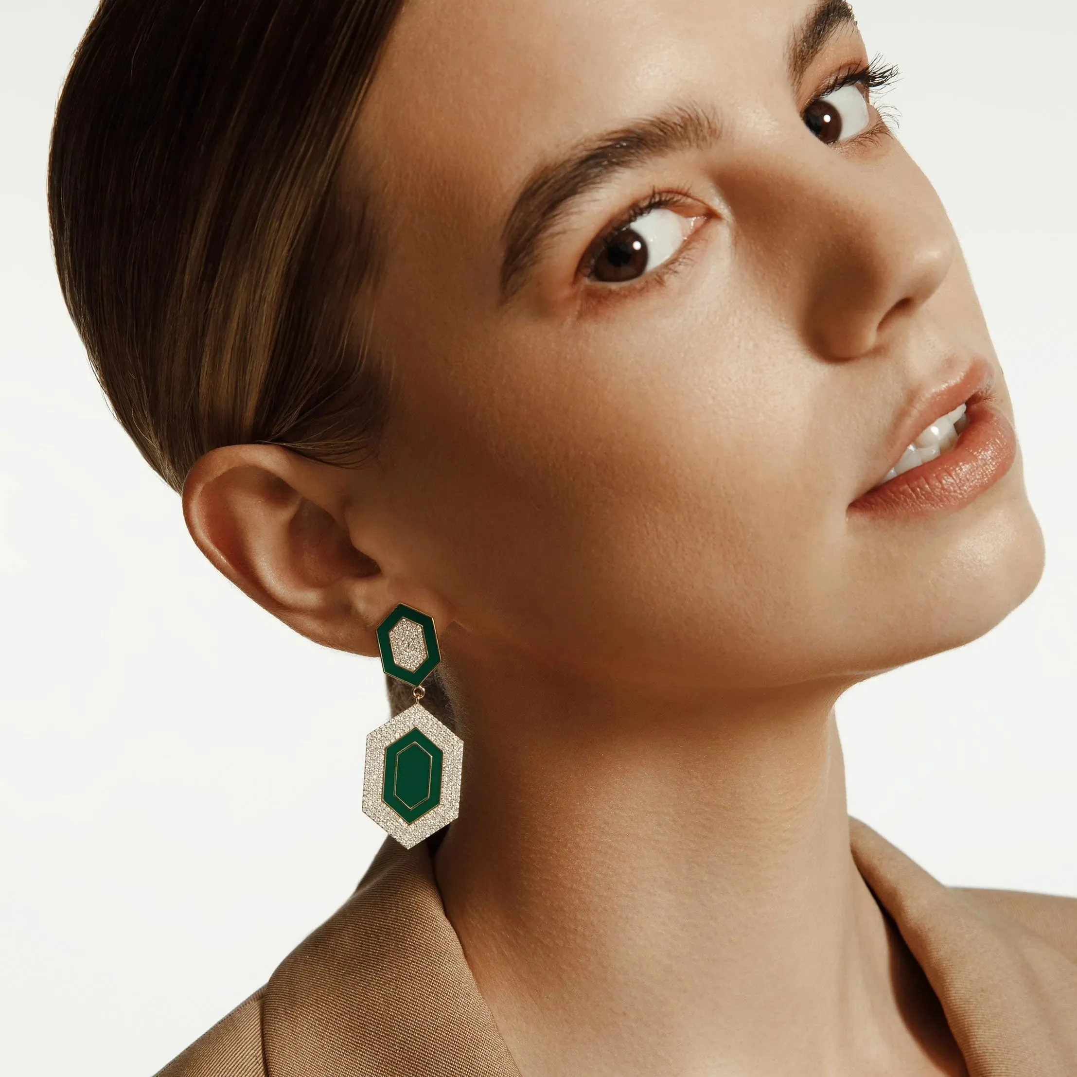 Chroma Pavé Hexagon Cocktail Earrings