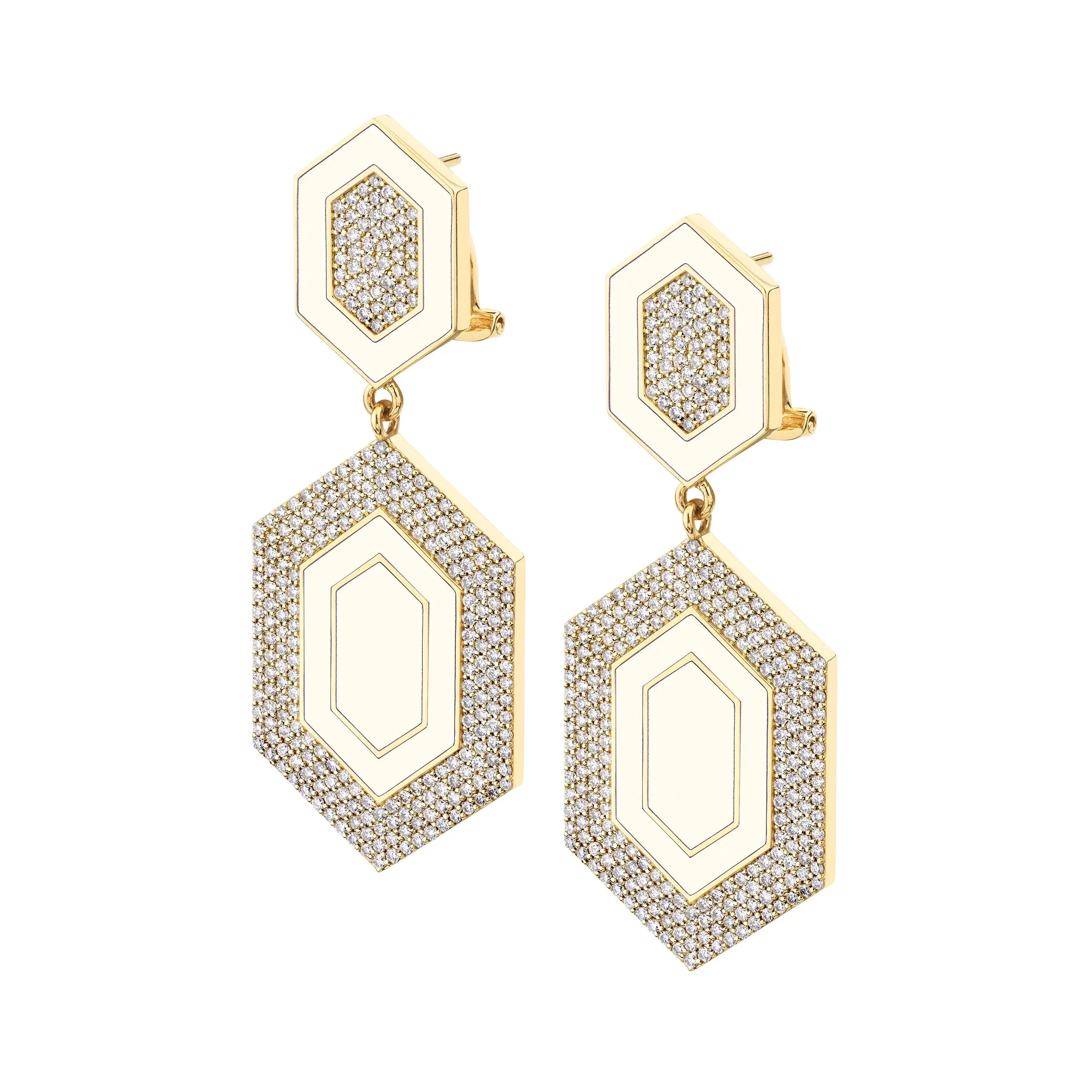 Chroma Pavé Hexagon Cocktail Earrings