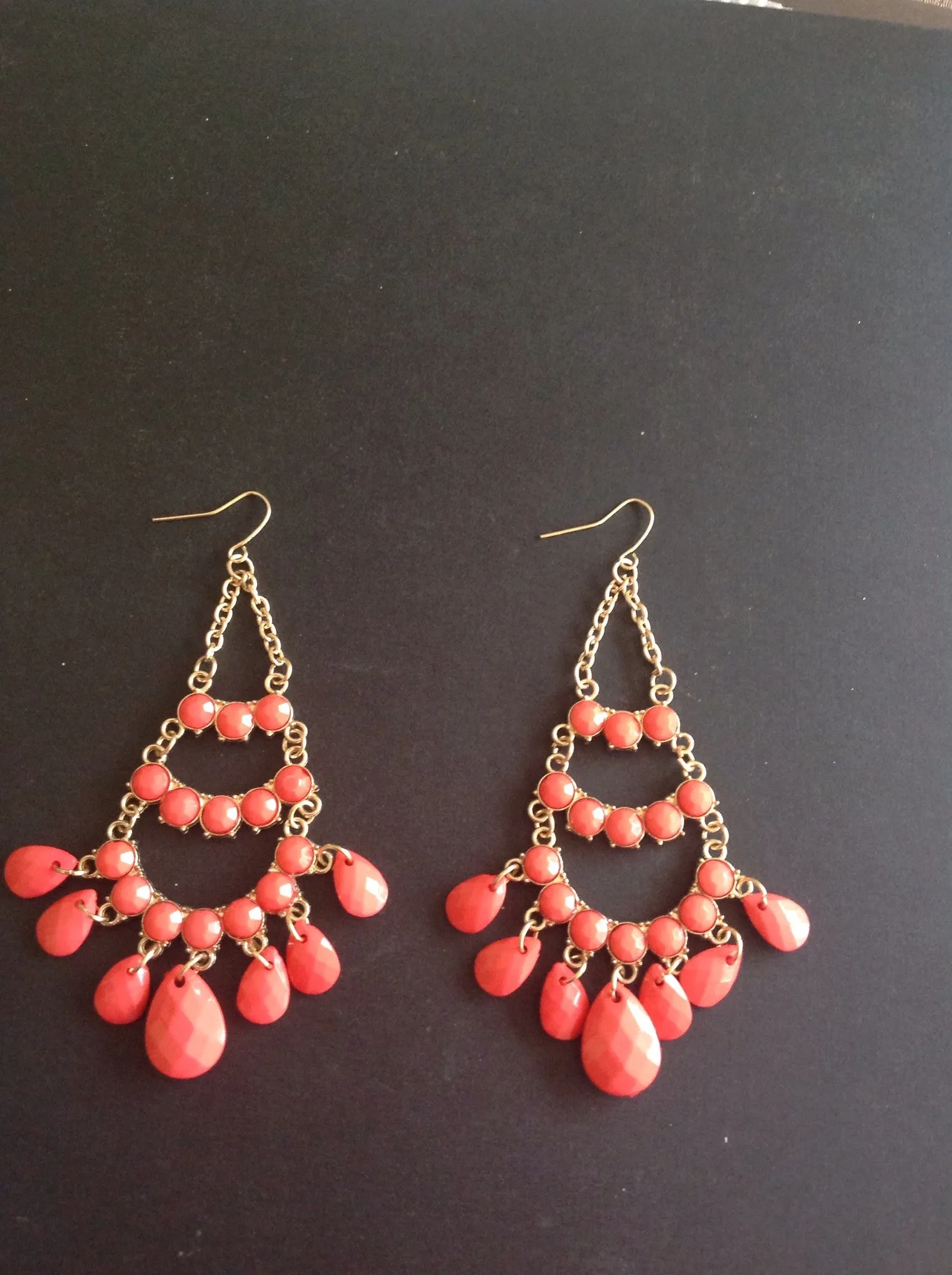 Coral chandelier style earrings