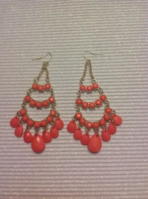 Coral chandelier style earrings