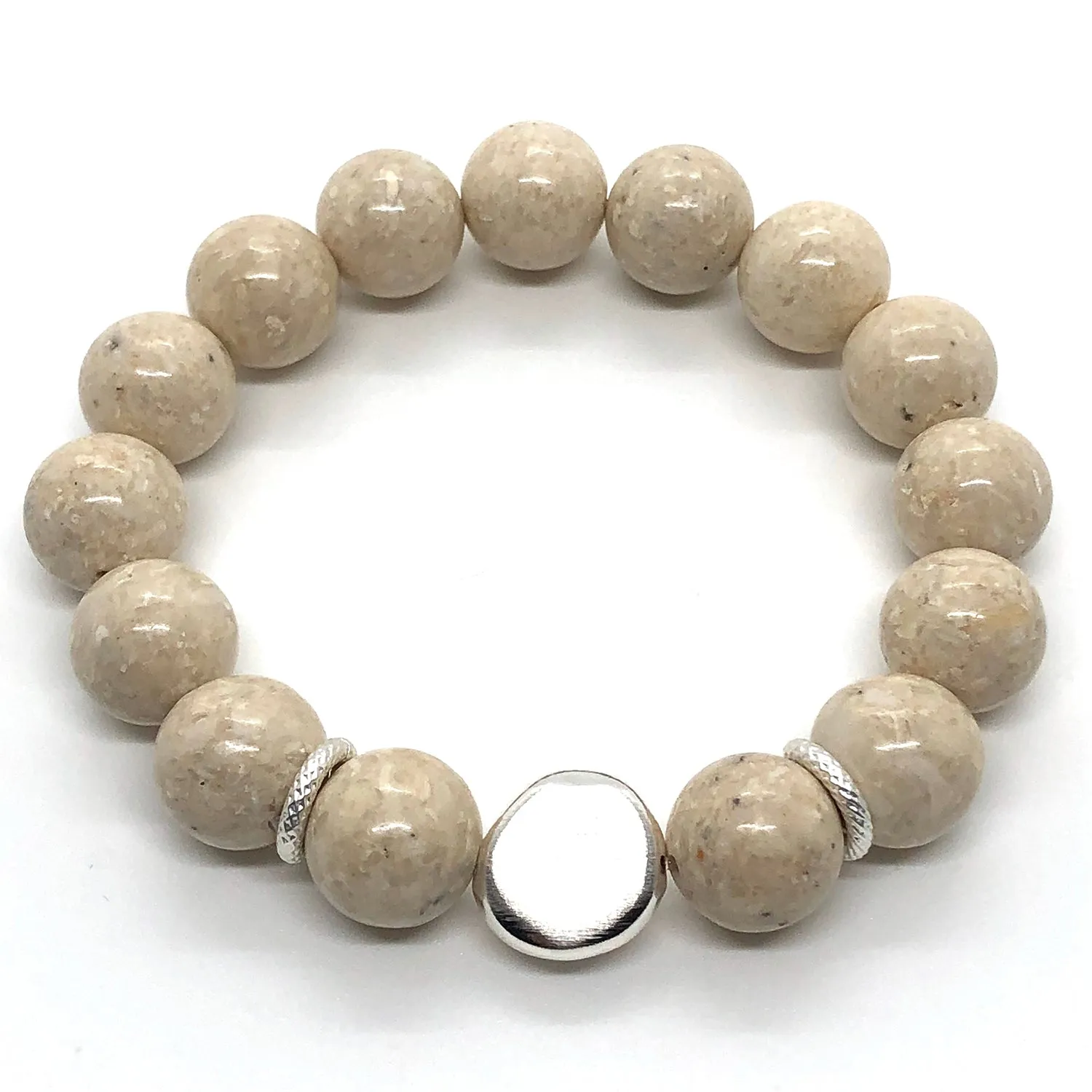 Cream Fossil Coral Stretch Bracelet