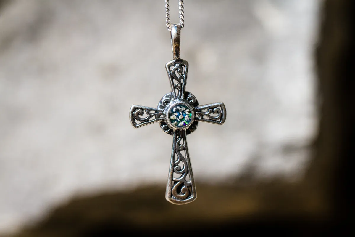 Cross Pendant with Cremation Ash