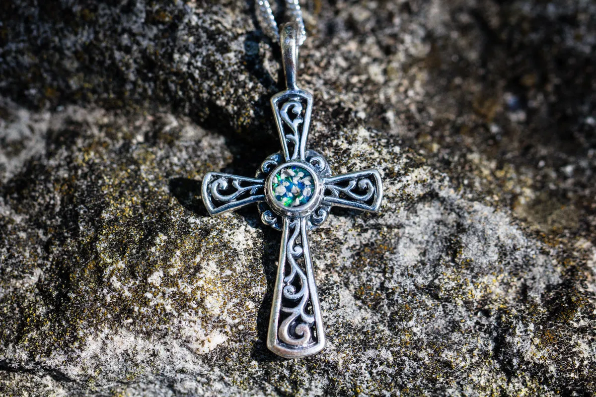 Cross Pendant with Cremation Ash