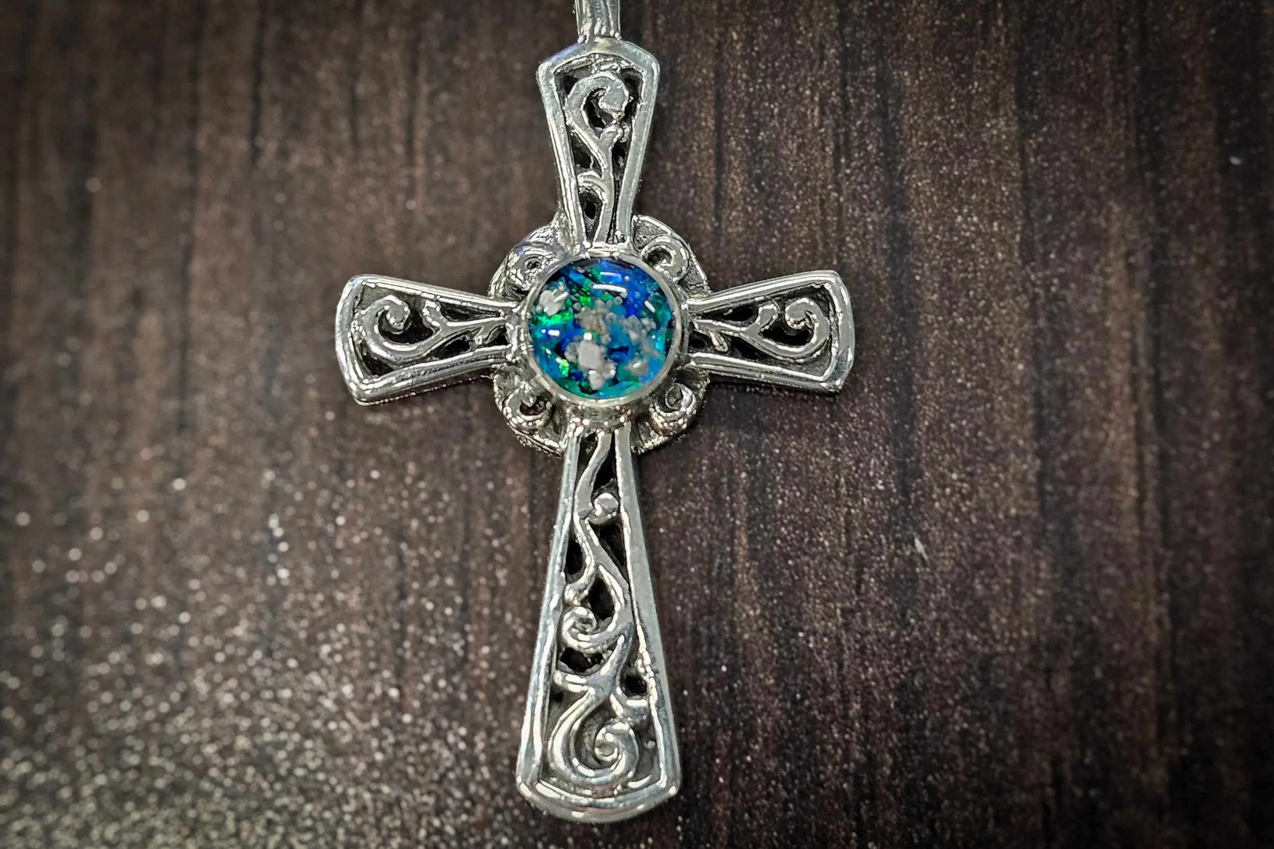 Cross Pendant with Cremation Ash