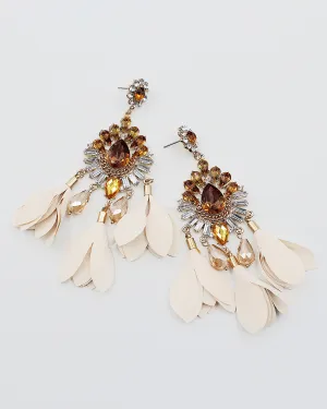 Crystal Bling Chandelier Earrings with Satin Fringe