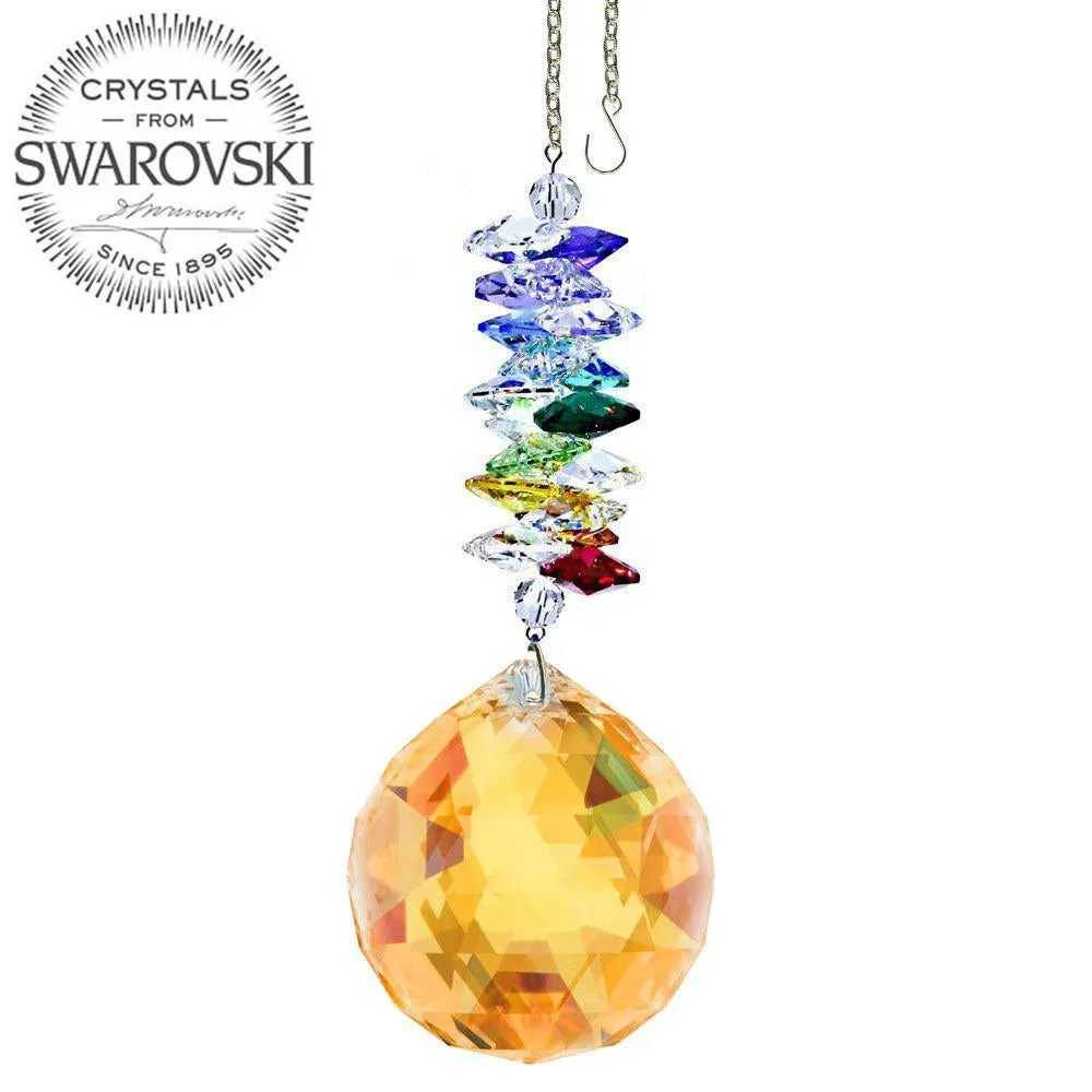 Crystal Ornament Topaz Crystal Ball Prism Colorful Swarovski Crystals 4-/12-inch