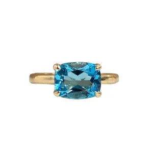 Cushion Cut Blue Topaz Ring