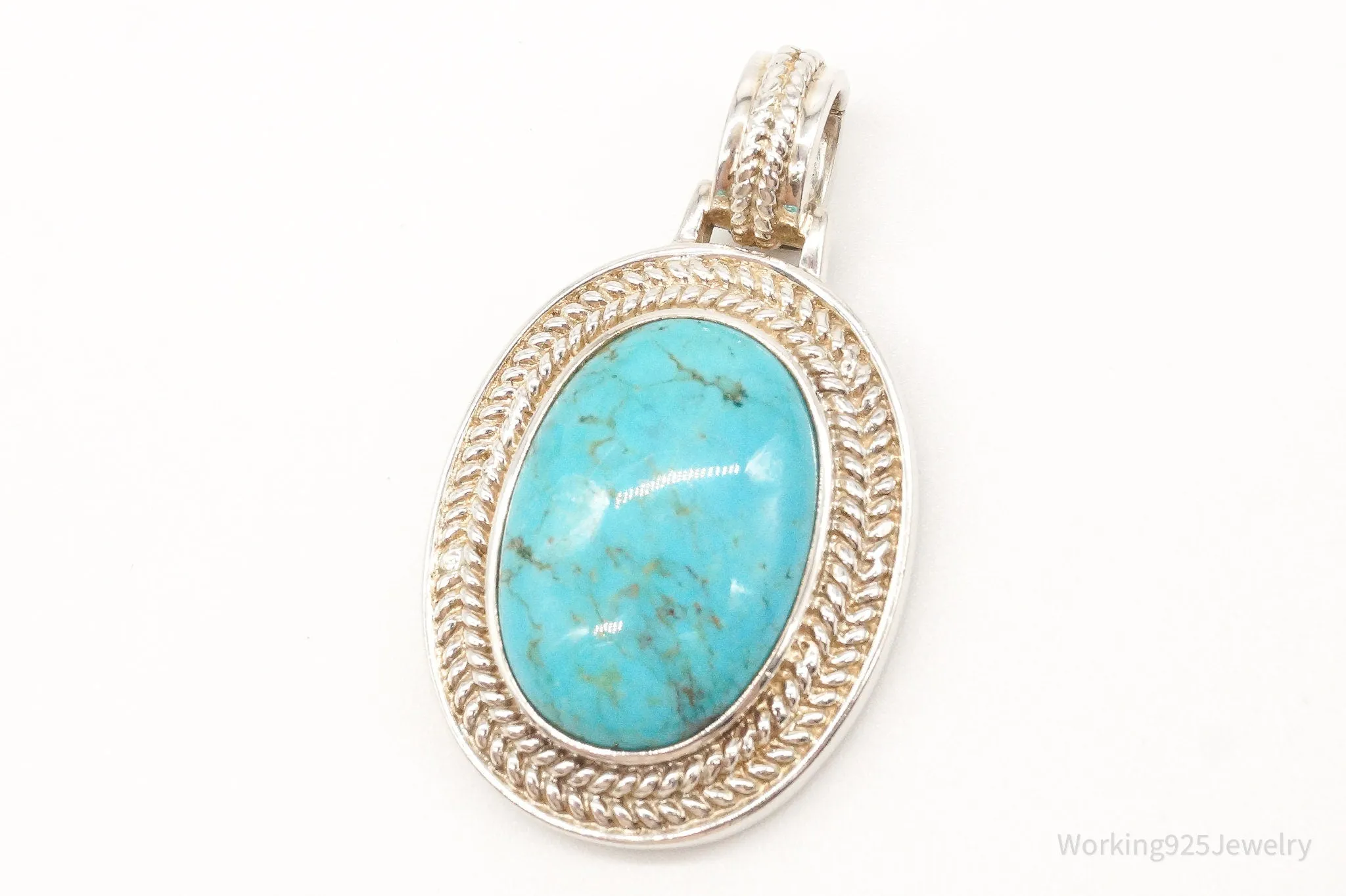 Designer Whitney Kelly Large Turquoise Sterling Silver Pendant