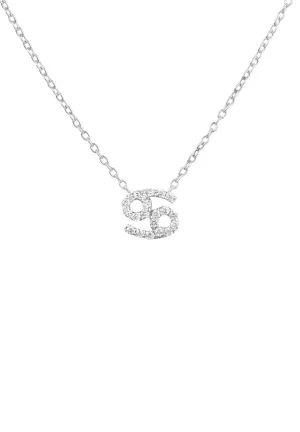 Diamond Zodiac Silver Necklace Cancer