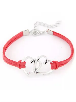 Double heart leather bracelet