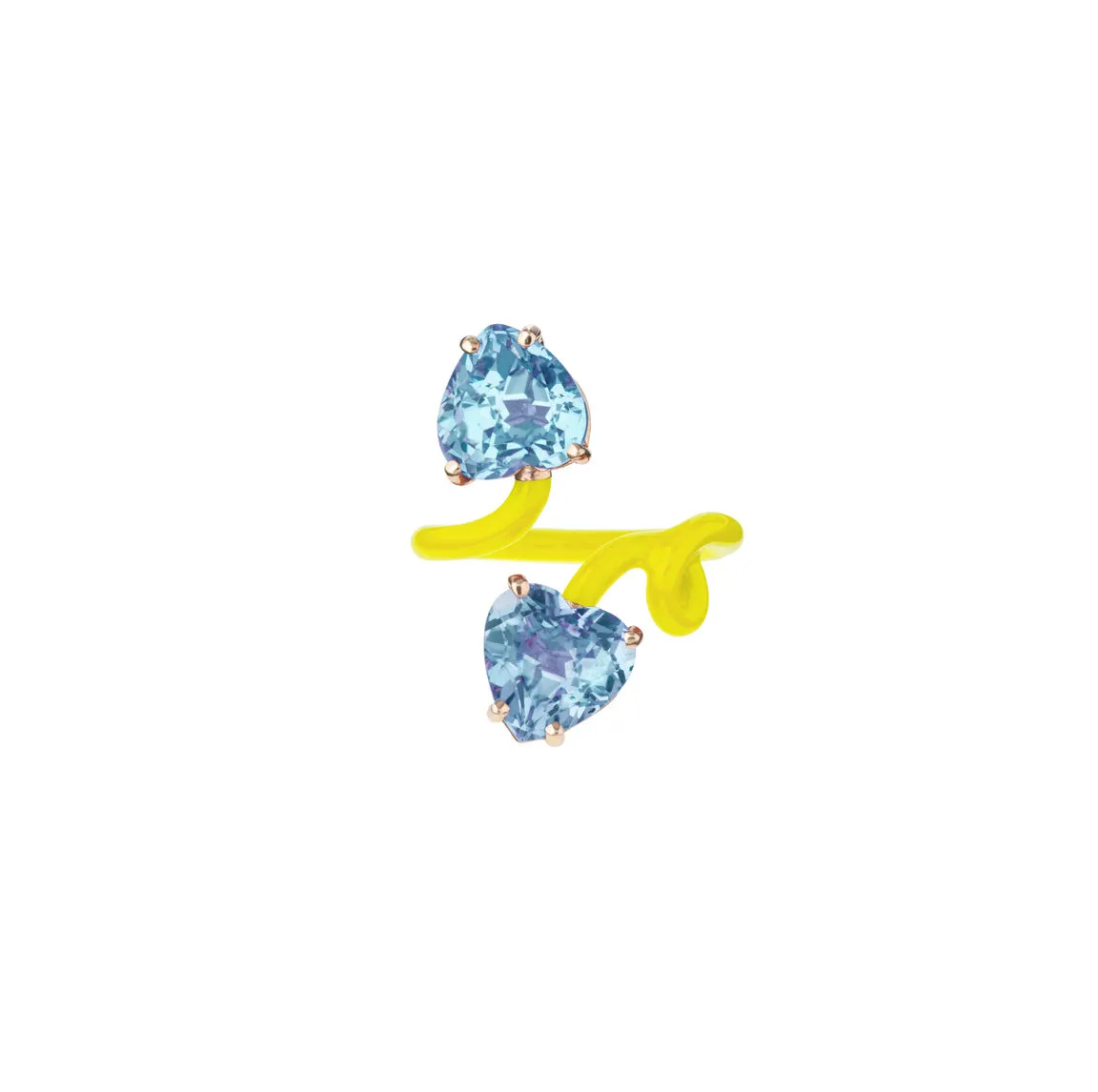 DOUBLE HEART VINE RING ~ IN YELLOW