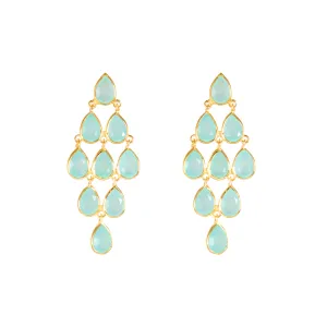 Earrings - Large Raindrop in Aqua Chalcedony