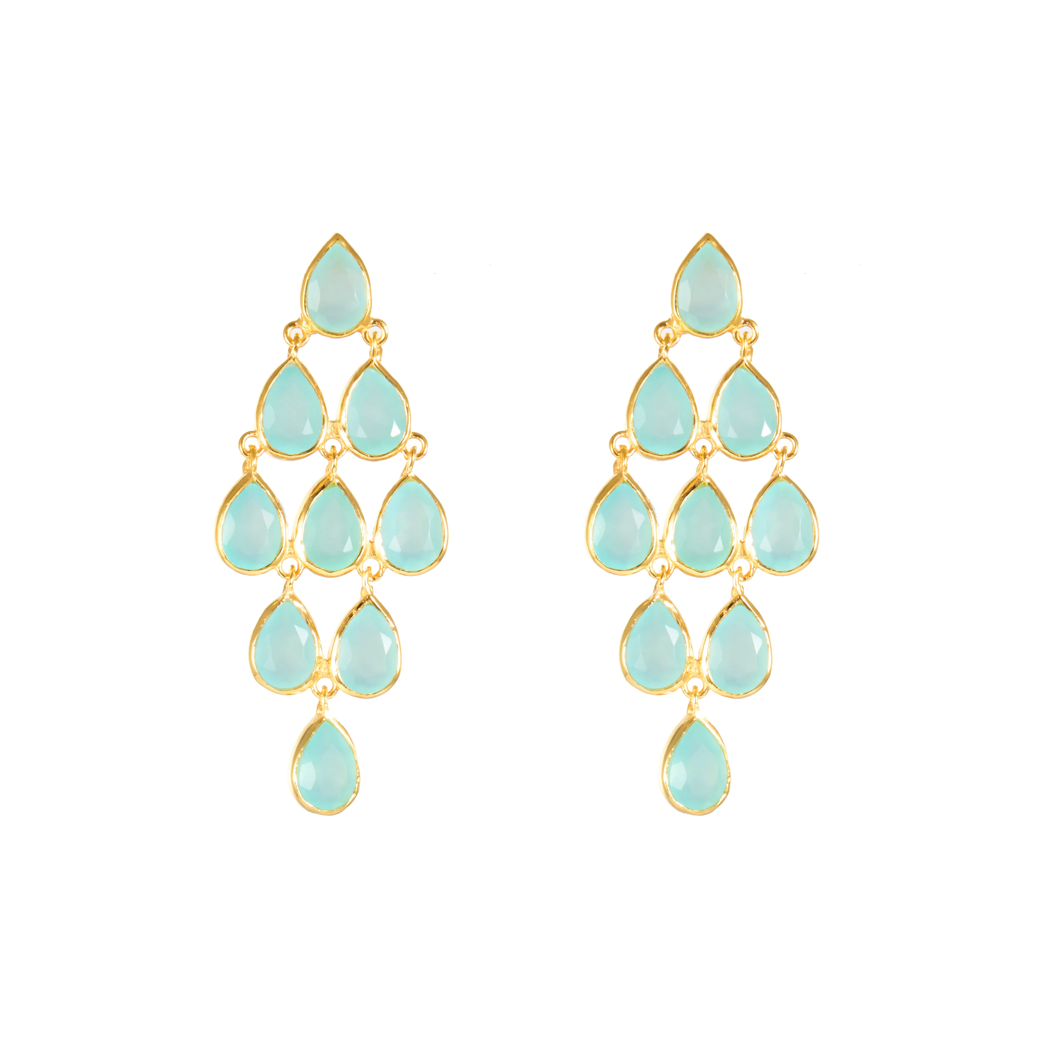 Earrings - Large Raindrop in Aqua Chalcedony