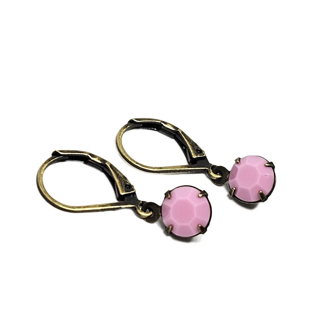 Earrings - Tiny Rhinestone Drops - Pinks (Brass) by Christine Stoll | Altered Relics