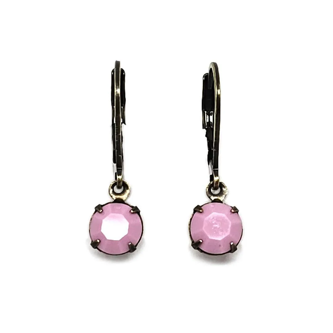 Earrings - Tiny Rhinestone Drops - Pinks (Brass) by Christine Stoll | Altered Relics