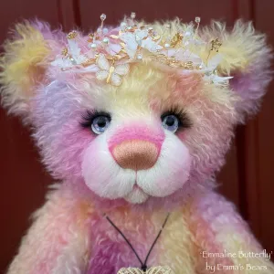 Emmaline Butterfly - 23" Hand Dyed Easter Curlylocks Mohair Artist Bear by Emma's Bears - OOAK