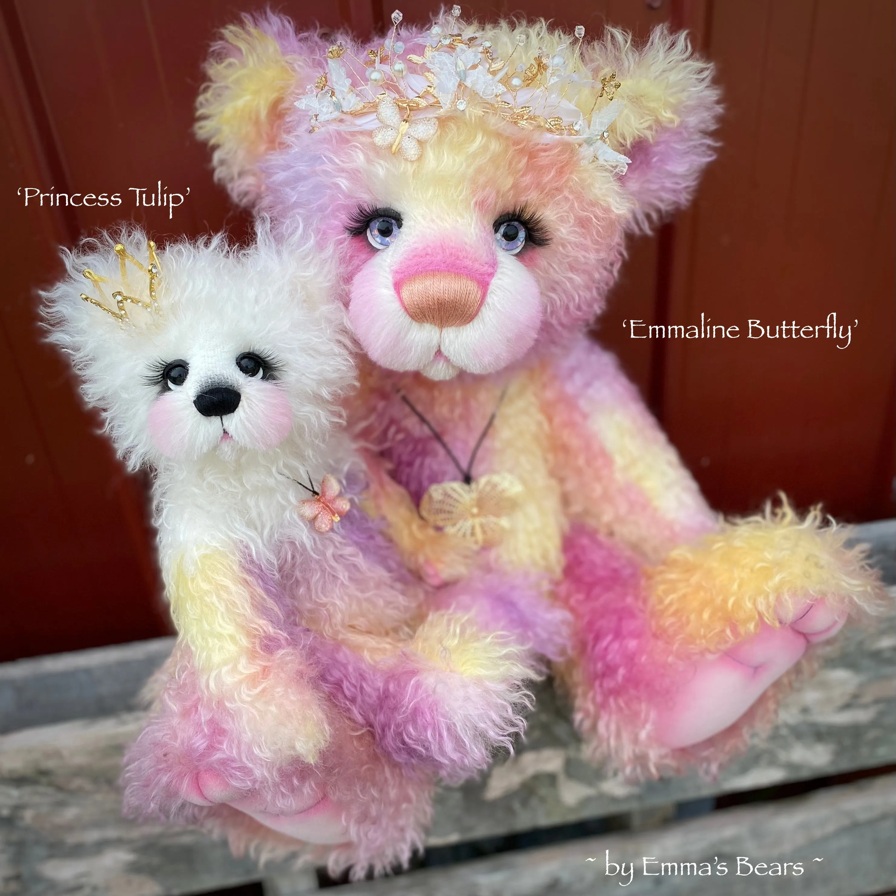 Emmaline Butterfly - 23" Hand Dyed Easter Curlylocks Mohair Artist Bear by Emma's Bears - OOAK