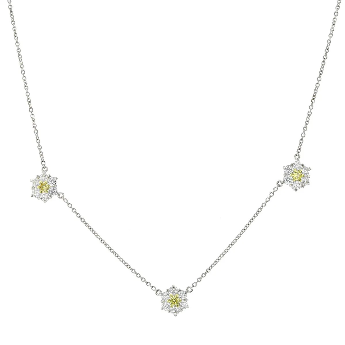 Fiore Fancy Intense Yellow Diamond Flowers Necklace