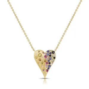 Gemstone and Diamond Confetti Heart Necklace