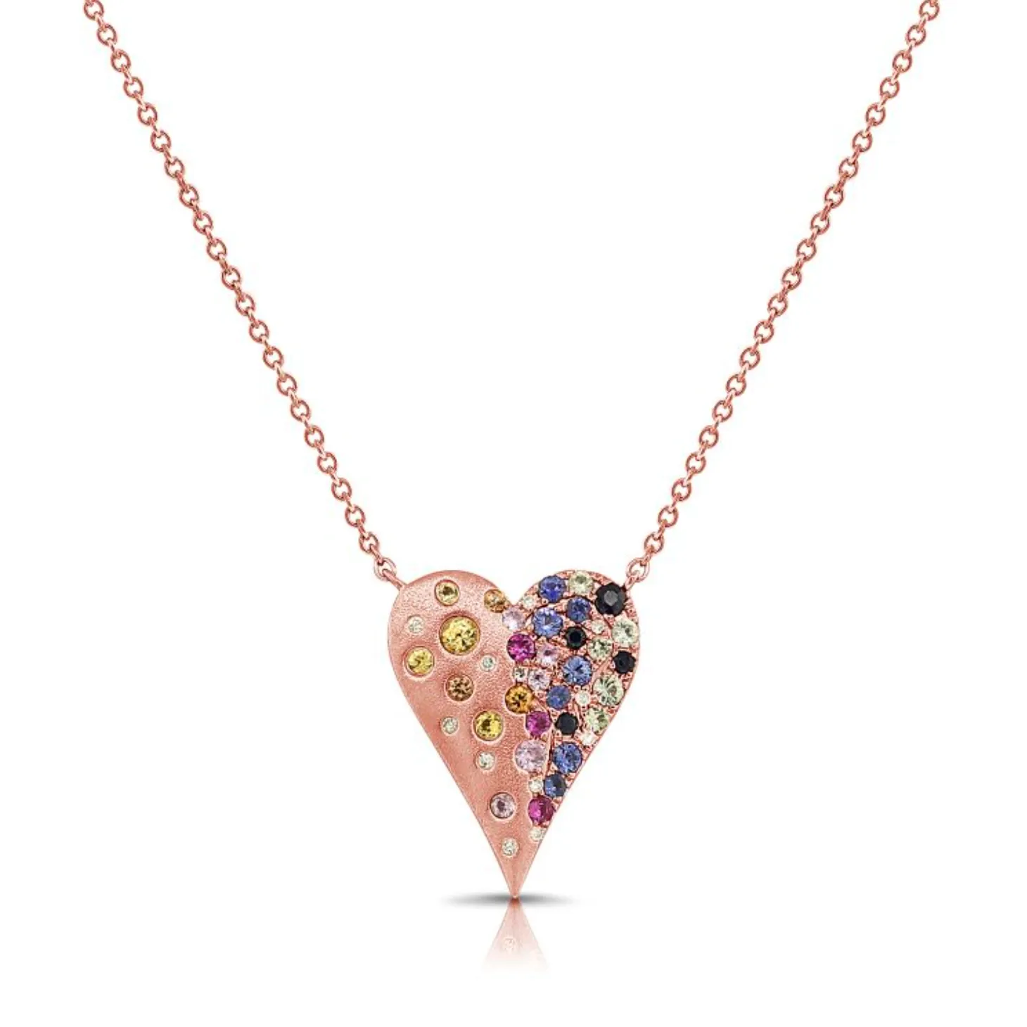 Gemstone and Diamond Confetti Heart Necklace