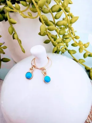 Gold Turquoise Gemstone Hoop Earrings