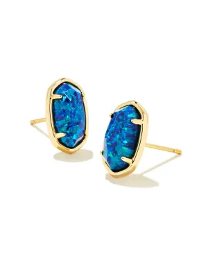 Grayson Stone Stud Earrings Gold - Cobalt Blue Kyocera Opal