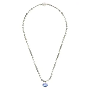 Gucci Sterling Silver Blue Imperial Enamel Boule Necklace, 21.5 inch