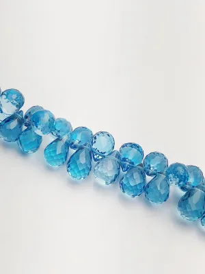 HALF OFF SALE - Swiss Blue Topaz Faceted Drop Gemstone Beads, Full Strand, Semi Precious Gemstone, 8"