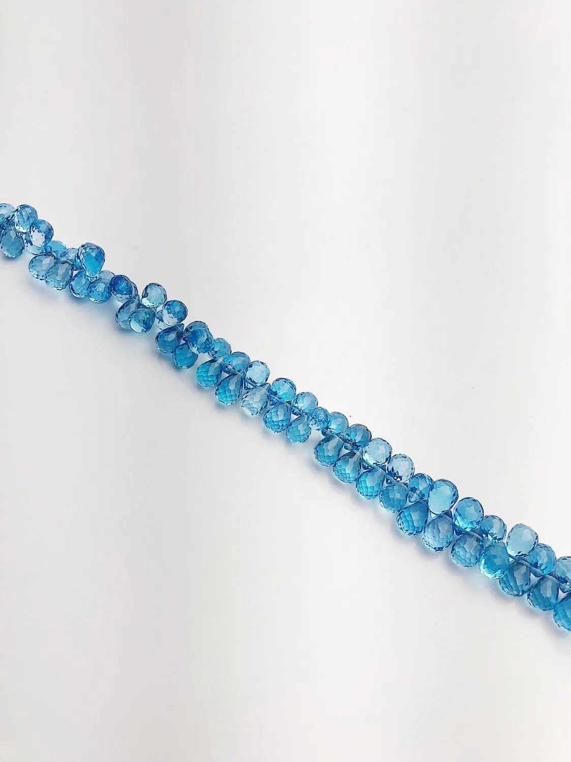 HALF OFF SALE - Swiss Blue Topaz Faceted Drop Gemstone Beads, Full Strand, Semi Precious Gemstone, 8"