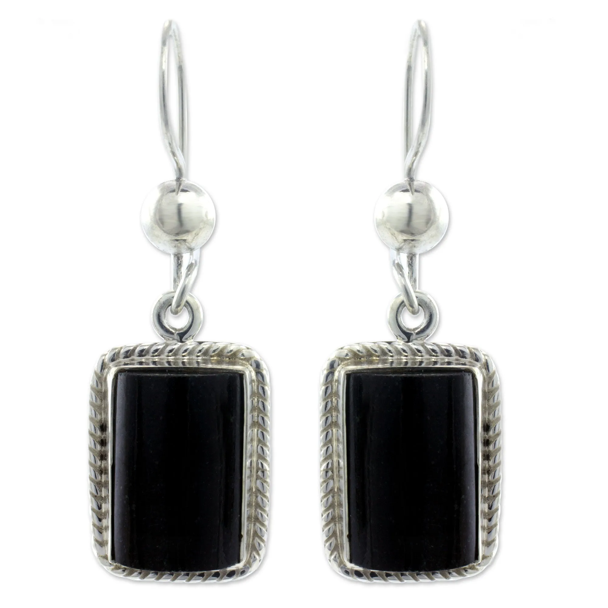 Handmade Guatemalan Black Jade Earrings - Night Monument | NOVICA