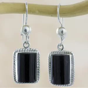 Handmade Guatemalan Black Jade Earrings - Night Monument | NOVICA