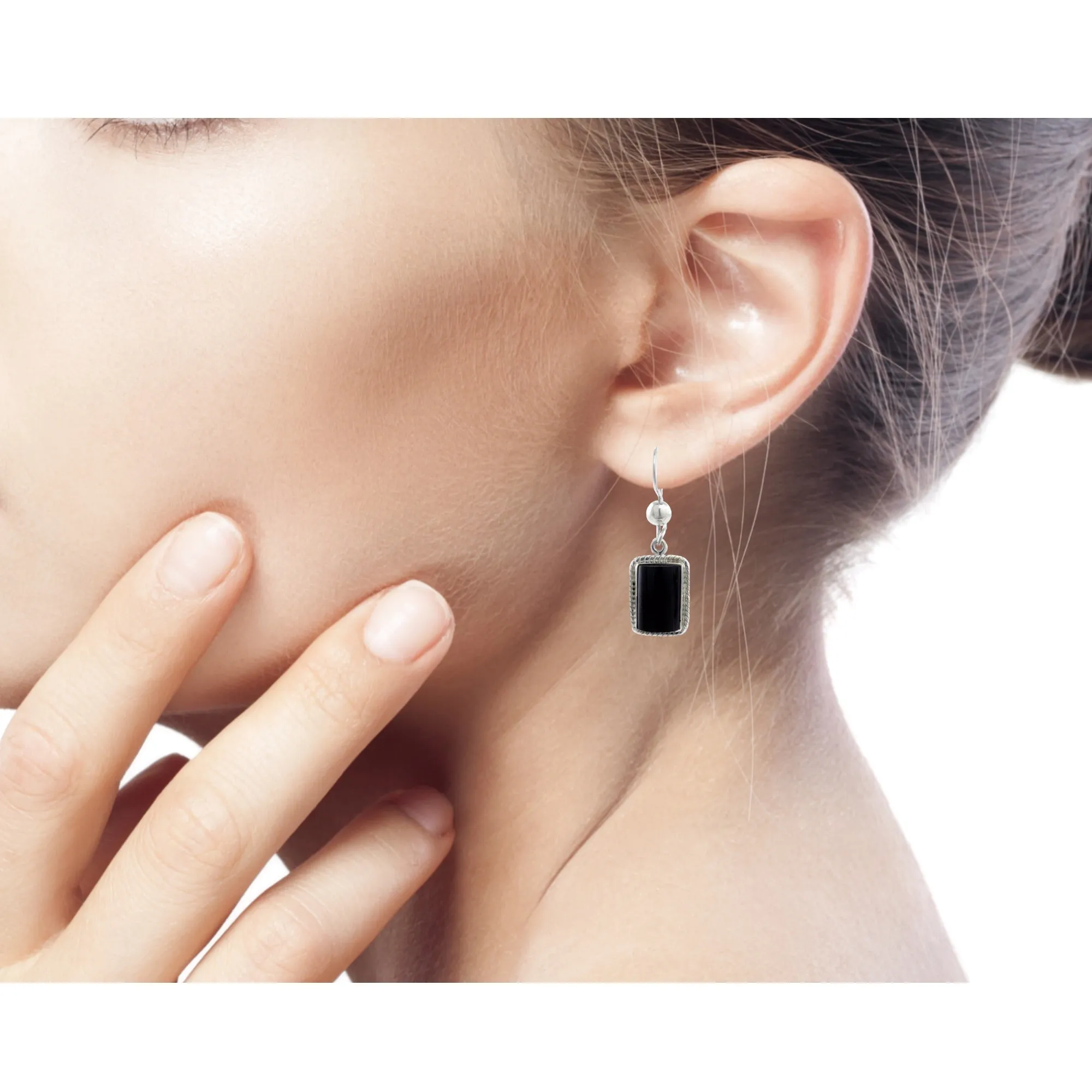 Handmade Guatemalan Black Jade Earrings - Night Monument | NOVICA